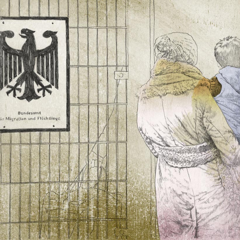 Illustration Flüchtlingskrise LAGESO Bundesamt für Migration und Flüchtlinge