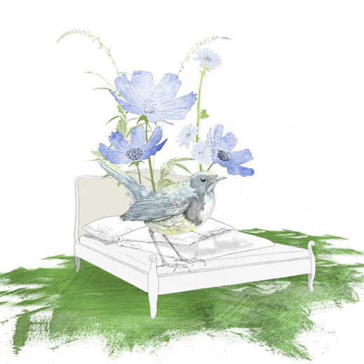 Illustration von Blume auf Bett